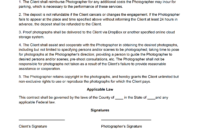 Photography Contract Template within Awesome Video Photography Contract Template