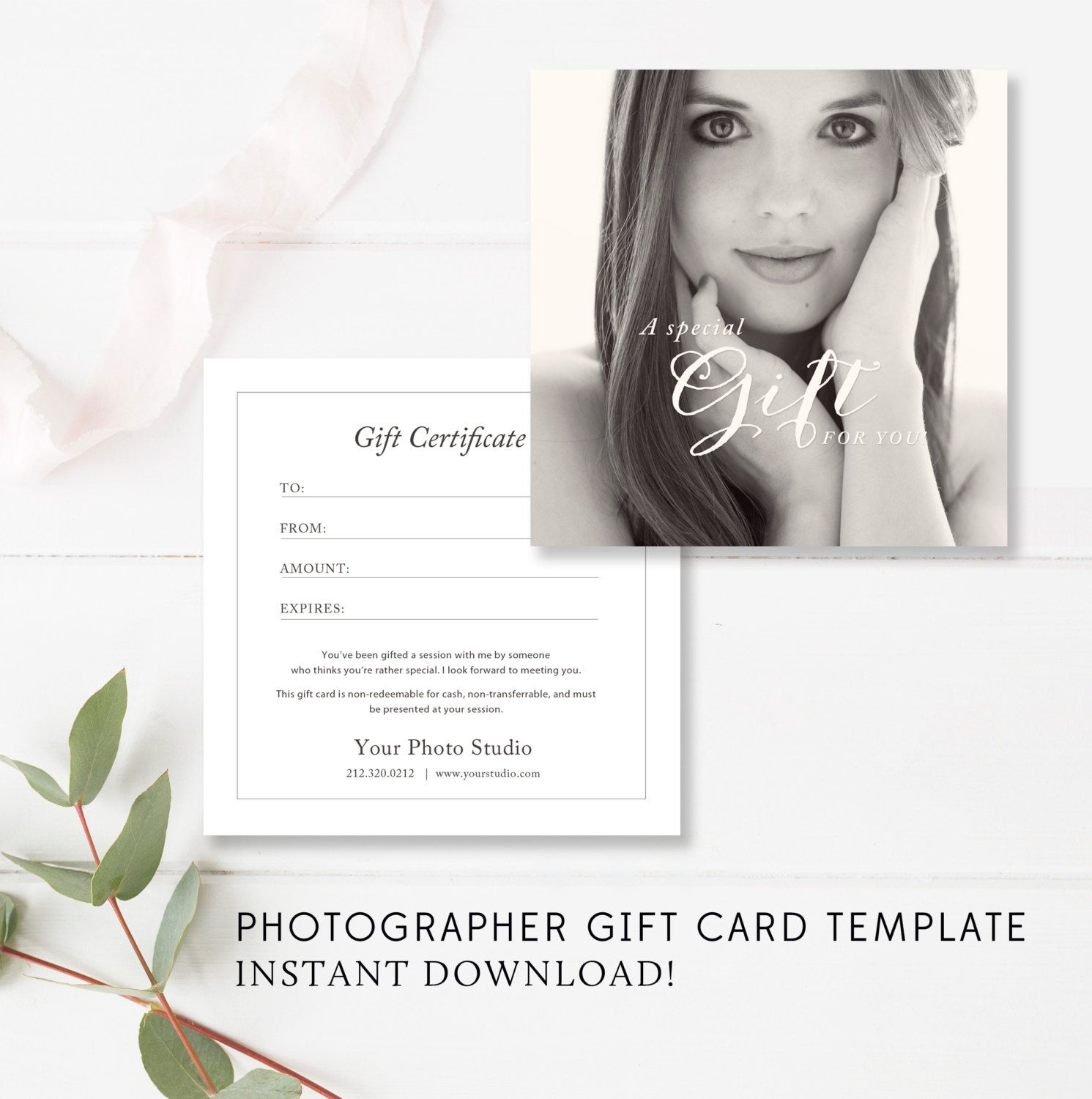 Photography Gift Card Template Photographer Gift Certificate | Etsy in Printable Photography Gift Certificate Template