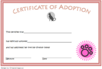 Pin On Caramel inside New Cat Adoption Certificate Templates