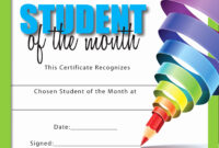 Pin On Certificate Customizable Design Templates regarding Fresh Free Printable Student Of The Month Certificate Templates