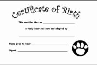 Pin On Certificate Customizable Design Templates with Amazing Build A Bear Birth Certificate Template