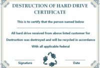 Pin On Certificate Template inside Hard Drive Destruction Certificate Template