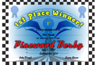 Pinewood Derby 1St Place Printable Certificate intended for Pinewood Derby Certificate Template
