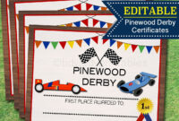 Pinewood Derby Award Certificates Instant Editable Boy inside Pinewood Derby Certificate Template