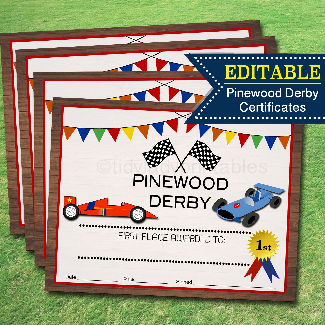 Pinewood Derby Award Certificates Instant Editable Boy inside Pinewood Derby Certificate Template