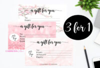 Pink Gift Certificate Gift Voucher Printable Gift Card Gift | Etsy in Amazing Pink Gift Certificate Template