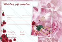 Pink Rose Wedding Gift Certificate Template for New Free Editable Wedding Gift Certificate Template
