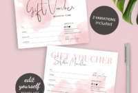 Pink Watercolor Gift Voucher - Editable Gift Certificate Template - Corjl in Amazing Pink Gift Certificate Template