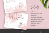 Pink Watercolor Gift Voucher - Editable Gift Certificate Template - Corjl throughout Amazing Pink Gift Certificate Template