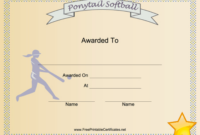 Ponytail Softball Printable Certificate in Free Printable Softball Certificate Templates