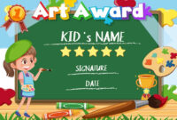Premium Vector | Certificate Template For Art Award With Kid Painting for Art Award Certificate Template