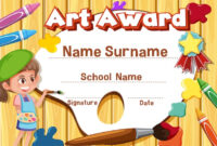 Premium Vector | Certificate Template For Art Award With Kid Painting throughout Awesome Art Award Certificate Template
