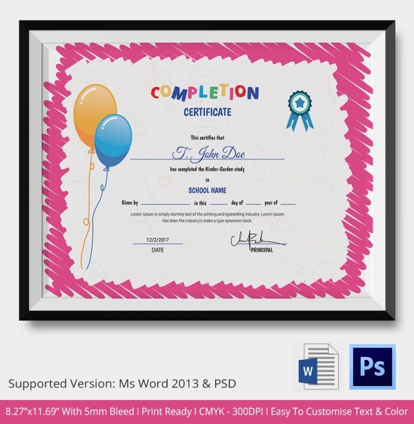 Preschool Certificate Template - 18+ Free Word, Pdf Psd Format Download for Free Printable Certificate Templates For Kids