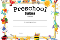 Preschool Diploma Certificate How To Make A Preschool Diploma With inside Preschool Graduation Certificate Template Free