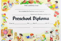 Preschool Graduation Certificate Template Free – Kindergarten Diploma for Simple Editable Pre K Graduation Certificates