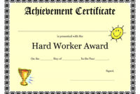 Printable Achievement Certificates Kids | Hard Worker Achievement pertaining to Amazing Blank Certificate Of Achievement Template
