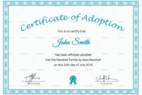 Printable Adoption Certificate Design Template In Psd, Word inside Dog Adoption Certificate Editable Templates