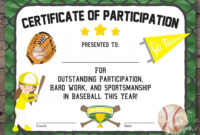 Printable Baseball Participation Certificate Sports Award | Etsy | Team throughout Baseball Achievement Certificate Templates
