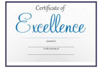 Printable Certificate Of Excellence Template, Excellence Award inside Awesome Generic Certificate Template