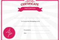 Printable Dance Certificate Of Participation Award for Dance Certificate Template