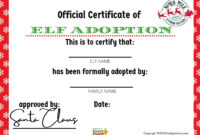 Printable Elf Adoption Certificate – Kiddycharts with regard to Elf Adoption Certificate Free Printable