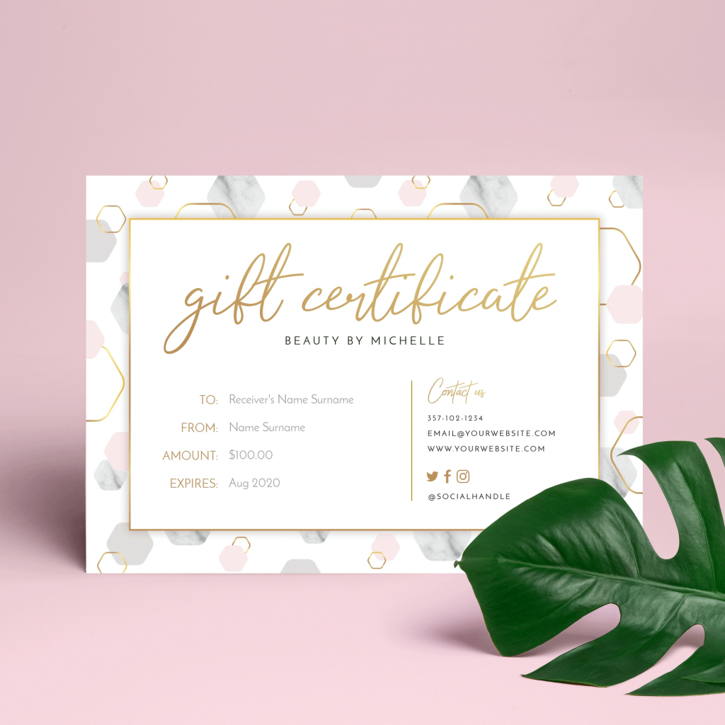 Printable Gift Certificate Template - Beauty And Salon Gift Voucher - Corjl intended for Beauty Salon Gift Certificate