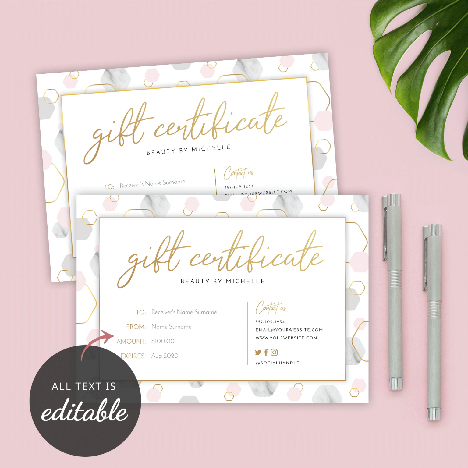 Printable Gift Certificate Template - Beauty And Salon Gift Voucher - Corjl within Salon Gift Certificate