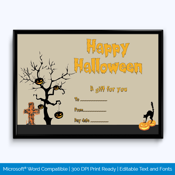Printable Halloween Gift Certificate Ghastly - Word Layouts | Gift in New Halloween Gift Certificate Template Free