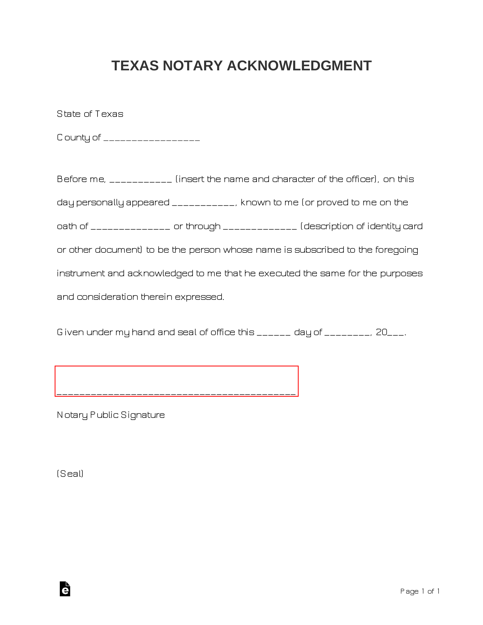 Printable Notary Forms Texas | Tutore - Master Of Documents intended for Notary Statement Template
