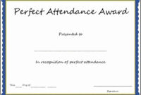 Printable Perfect Attendance Awards Inspirational Attendance pertaining to Fascinating Perfect Attendance Certificate Template Editable