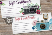 Printable Photography Gift Certificate Template, Photo Session Voucher with Amazing Photography Session Gift Certificate