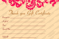 Printable Pink Swirls Thank You Gift Certificate Template inside Pink Gift Certificate Template