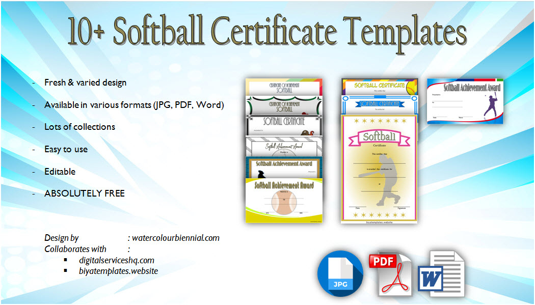 Printable Softball Certificate Templates [10+ Best Designs Free] within Awesome Softball Certificate Templates Free