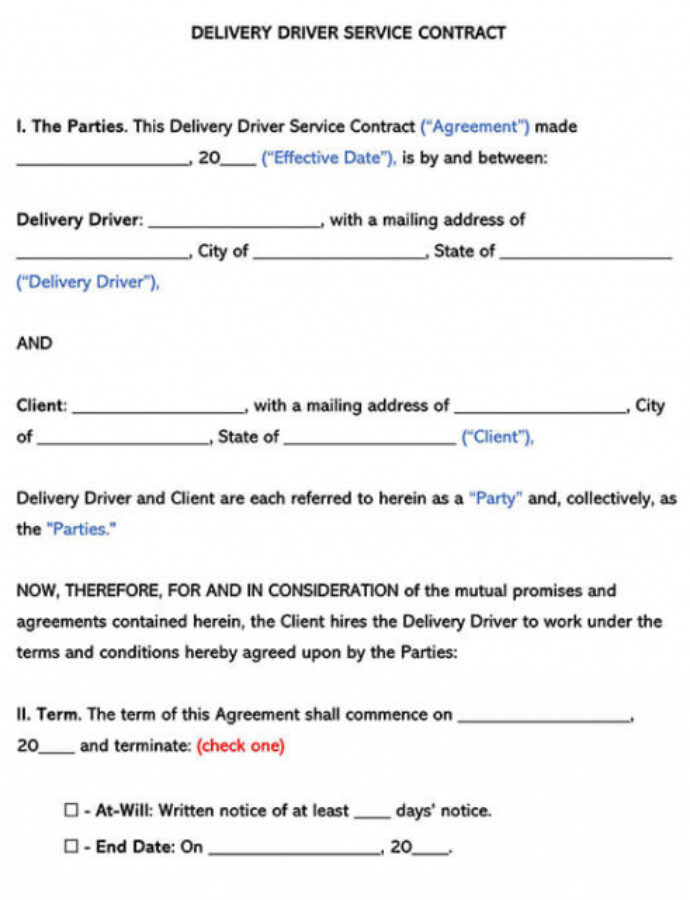 Printable Truck Driver Employment Contract Template Pdf Example - Riccda throughout Truck Driver Contract Agreement Sample