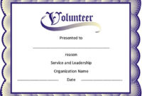 Printable Volunteering Certificate Template Free [Word] – Excel Tmp with regard to Outstanding Volunteer Certificate Template