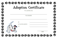 Puppy Dog Adoption Certificate Template Free 2 | Adoption Certificate intended for Blank Adoption Certificate Template