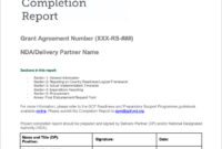 Readiness And Preparatory Support Completion Report Template | Green pertaining to Completion Statement Template