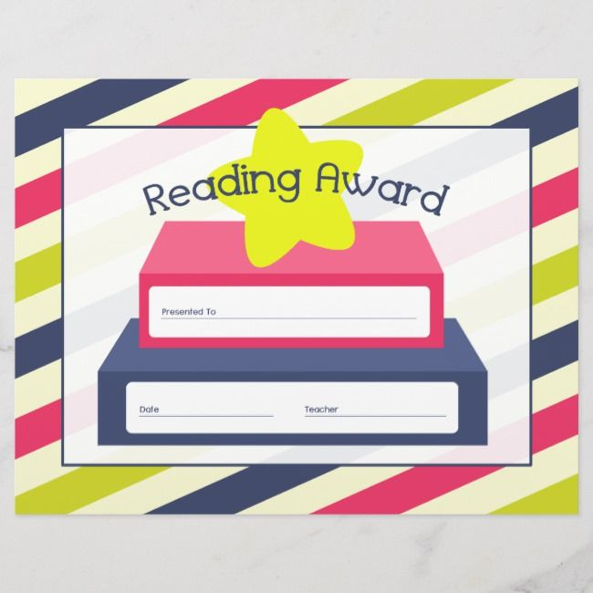 Reading Award Certificate - Stripes Book &amp; Star | Zazzle | Reading intended for Star Reader Certificate Templates