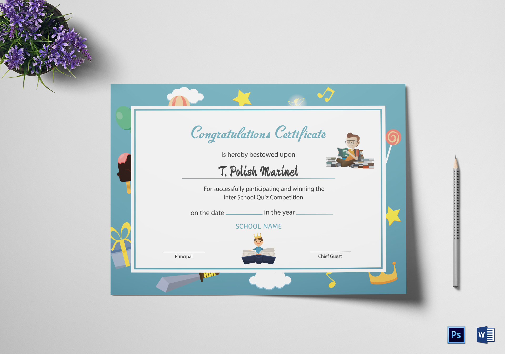 Reading Award Congratulations Certificate Design Template In Psd, Word with regard to Awesome Reading Achievement Certificate Templates