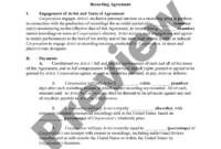 Recording Agreement And Contract With Publisher For Exploitation Of within Vocalist Contract Template