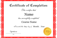 Red Certificate Of Completion Template Download Fillable Pdf in Free Training Completion Certificate Templates