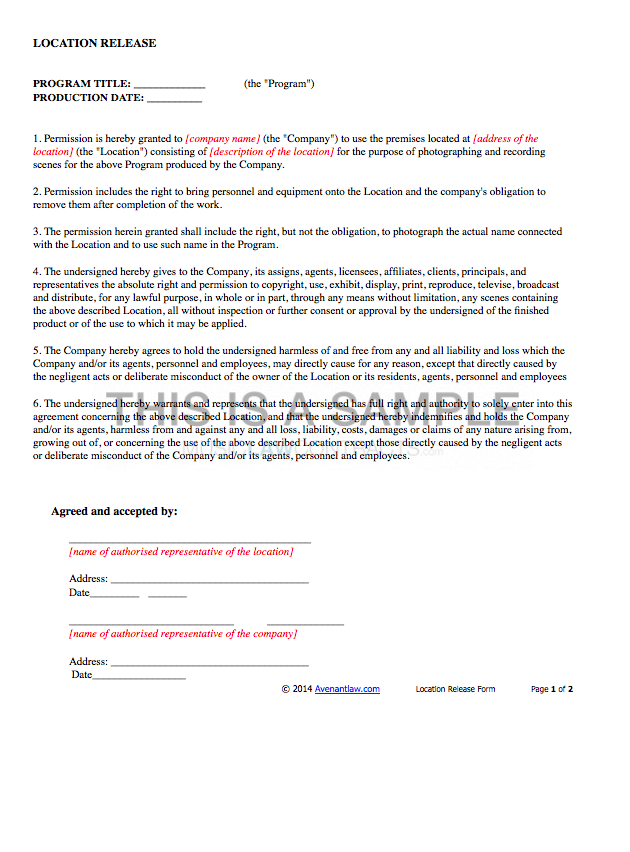 Release Forms For Film (X3) in Simple Documentary Film Contract Template