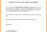 Request Of Certification Of Employment Letter Sample / Employee in Certificate Of Employment Template