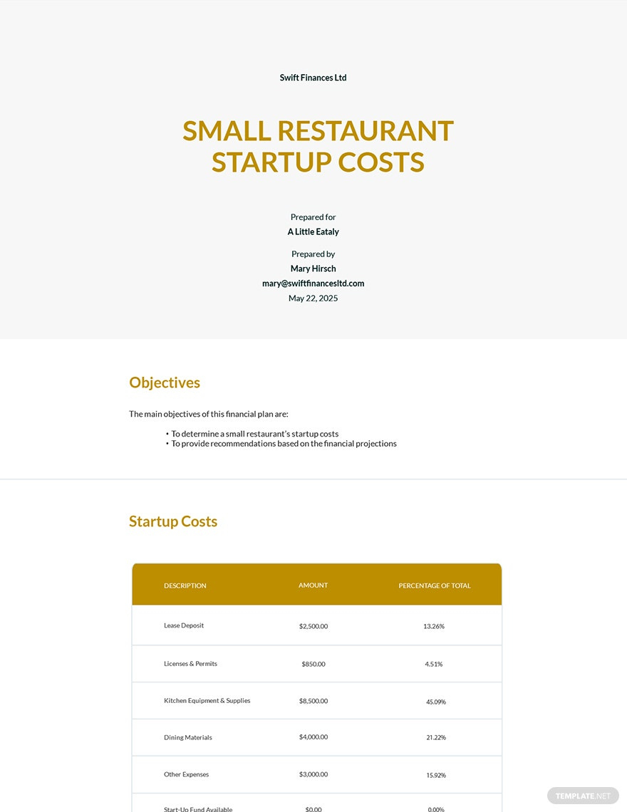Restaurant Startup Cost Template - Google Docs, Word, Apple Pages in Fantastic Restaurant Start Up Cost Template