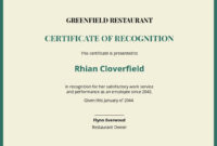 Restaurant Work Experience Certificate Template | Template with Fascinating Certificate Of Experience Template