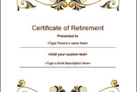 Retirement Certificate Templates For Word - Sample Templates - Sample throughout Retirement Certificate Template