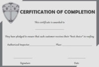 Roofing Certificate Of Completion Template | Certificate Of Completion throughout Roof Certification Template