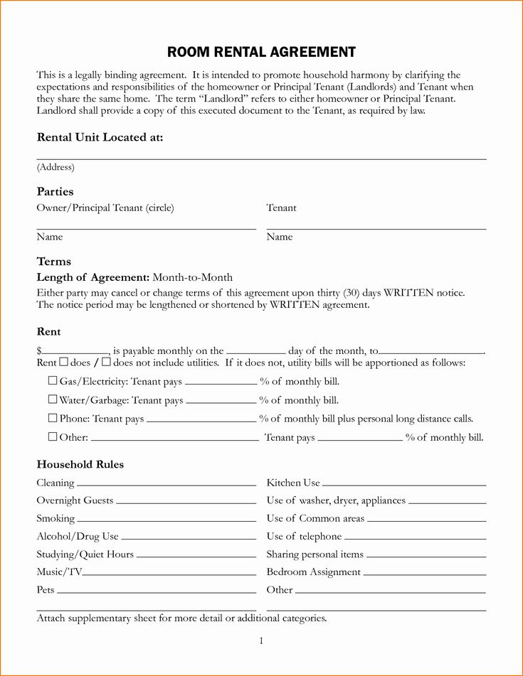 Room Rental Agreement California Free Form Best Of 6 Sample Room Rental in Room Rental Agreement Contract