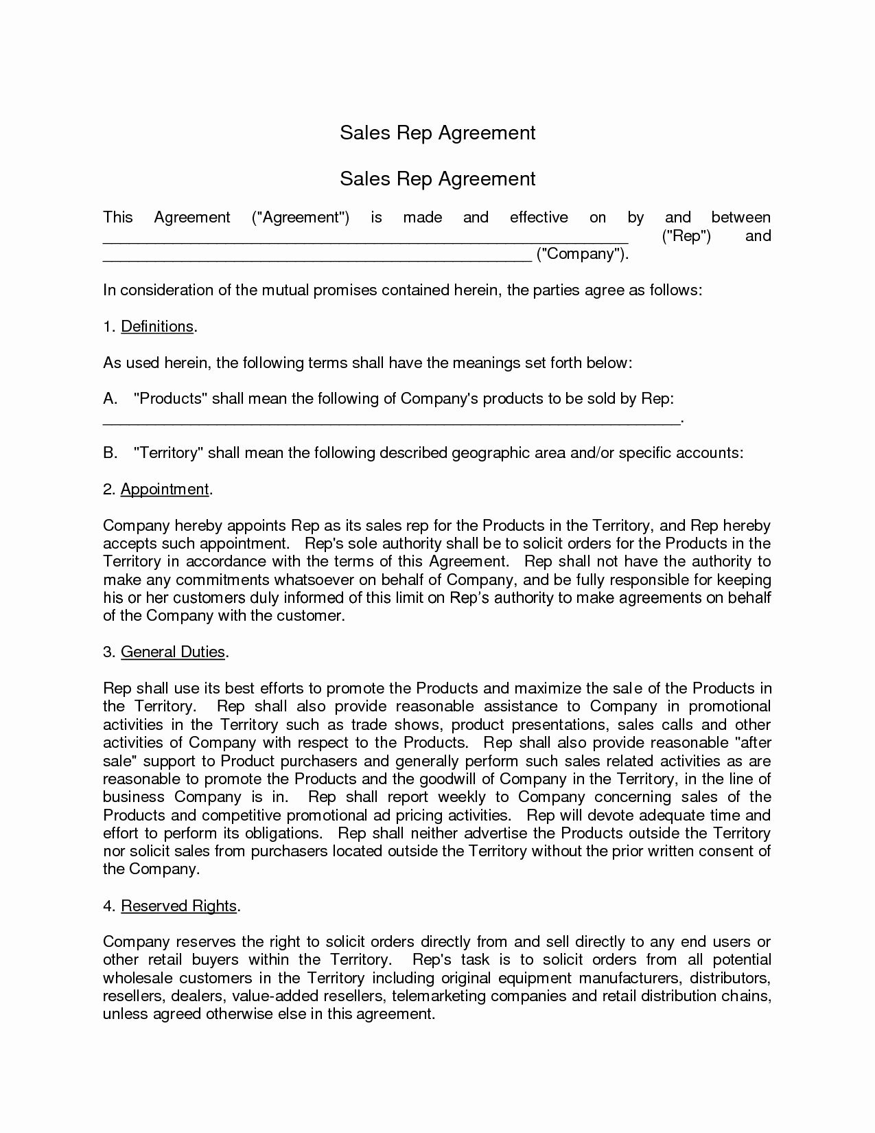 Sales Rep Agreement Sample - Judy Blankenship'S Template within Amazing Sales Rep Employment Contract Template