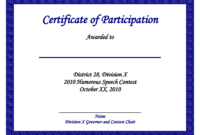 Sample Certificate Of Participation Template | Certificate Of pertaining to Certificate Of Participation Template Doc
